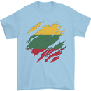 Torn Lithuania Flag Lithuania Day Football Mens T-Shirt 100% Cotton Light Blue
