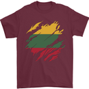 Torn Lithuania Flag Lithuania Day Football Mens T-Shirt 100% Cotton Maroon