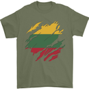 Torn Lithuania Flag Lithuania Day Football Mens T-Shirt 100% Cotton Military Green