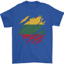 Torn Lithuania Flag Lithuania Day Football Mens T-Shirt 100% Cotton Royal Blue
