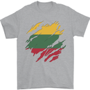 Torn Lithuania Flag Lithuania Day Football Mens T-Shirt 100% Cotton Sports Grey