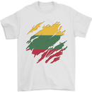 Torn Lithuania Flag Lithuania Day Football Mens T-Shirt 100% Cotton White