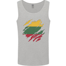 Torn Lithuania Flag Lithuania Day Football Mens Vest Tank Top Sports Grey