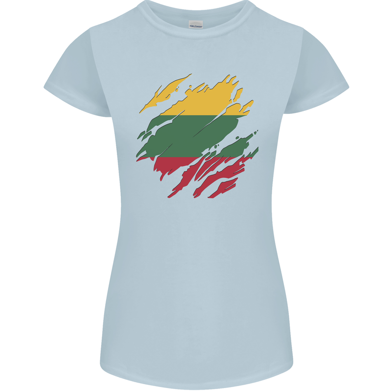Torn Lithuania Flag Lithuania Day Football Womens Petite Cut T-Shirt Light Blue