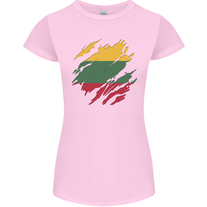 Torn Lithuania Flag Lithuania Day Football Womens Petite Cut T-Shirt Light Pink
