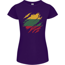 Torn Lithuania Flag Lithuania Day Football Womens Petite Cut T-Shirt Purple