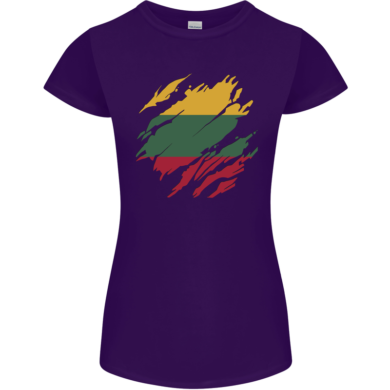 Torn Lithuania Flag Lithuania Day Football Womens Petite Cut T-Shirt Purple