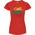 Torn Lithuania Flag Lithuania Day Football Womens Petite Cut T-Shirt Red