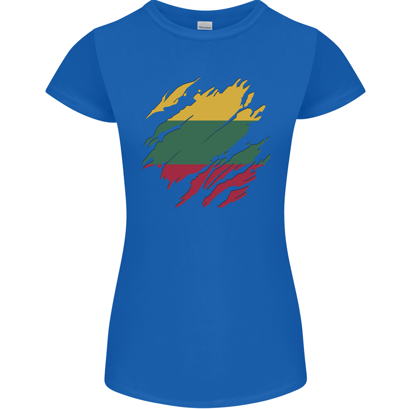 Torn Lithuania Flag Lithuania Day Football Womens Petite Cut T-Shirt Royal Blue