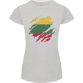 Torn Lithuania Flag Lithuania Day Football Womens Petite Cut T-Shirt Sports Grey