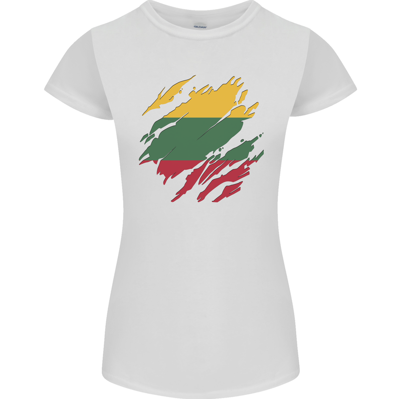 Torn Lithuania Flag Lithuania Day Football Womens Petite Cut T-Shirt White