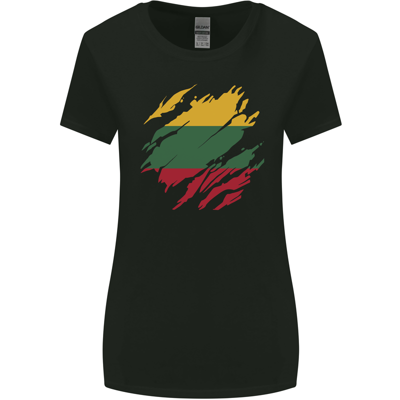Torn Lithuania Flag Lithuania Day Football Womens Wider Cut T-Shirt Black