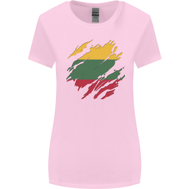 Torn Lithuania Flag Lithuania Day Football Womens Wider Cut T-Shirt Light Pink
