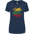 Torn Lithuania Flag Lithuania Day Football Womens Wider Cut T-Shirt Navy Blue
