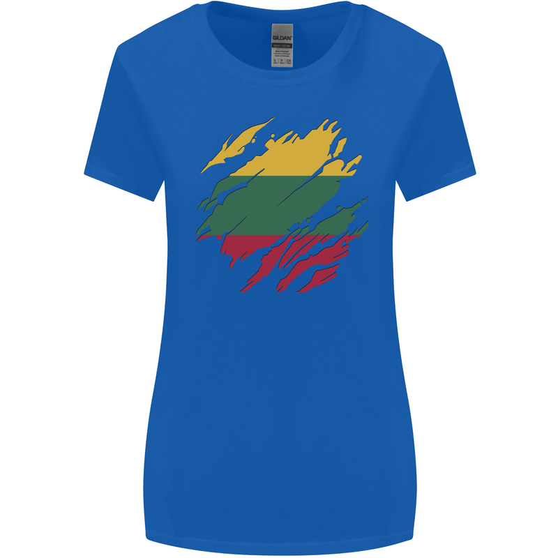 Torn Lithuania Flag Lithuania Day Football Womens Wider Cut T-Shirt Royal Blue