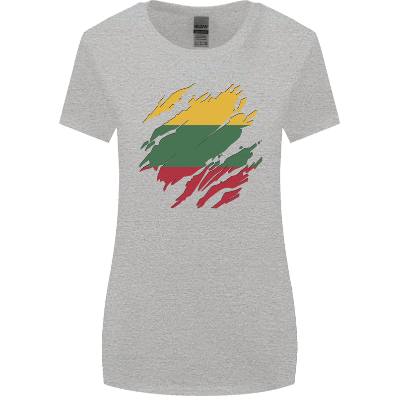 Torn Lithuania Flag Lithuania Day Football Womens Wider Cut T-Shirt Sports Grey