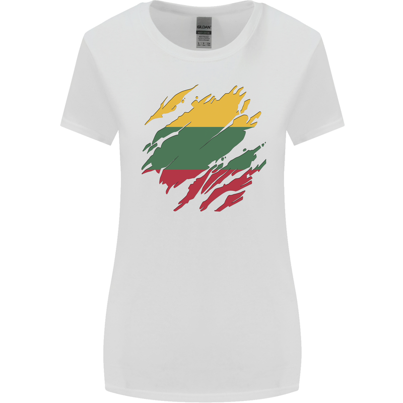 Torn Lithuania Flag Lithuania Day Football Womens Wider Cut T-Shirt White