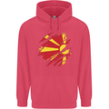 Torn Macedonia Flag Macedonian Day Football Childrens Kids Hoodie Heliconia