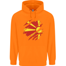 Torn Macedonia Flag Macedonian Day Football Childrens Kids Hoodie Orange