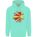Torn Macedonia Flag Macedonian Day Football Childrens Kids Hoodie Peppermint