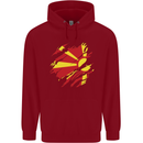 Torn Macedonia Flag Macedonian Day Football Childrens Kids Hoodie Red
