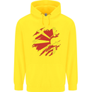Torn Macedonia Flag Macedonian Day Football Childrens Kids Hoodie Yellow