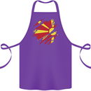 Torn Macedonia Flag Macedonian Day Football Cotton Apron 100% Organic Purple