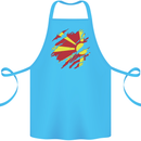 Torn Macedonia Flag Macedonian Day Football Cotton Apron 100% Organic Turquoise
