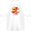 Torn Macedonia Flag Macedonian Day Football Cotton Apron 100% Organic White