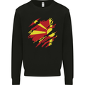 Torn Macedonia Flag Macedonian Day Football Kids Sweatshirt Jumper Black