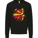 Torn Macedonia Flag Macedonian Day Football Kids Sweatshirt Jumper Black