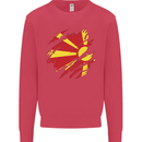 Torn Macedonia Flag Macedonian Day Football Kids Sweatshirt Jumper Heliconia