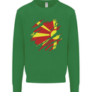 Torn Macedonia Flag Macedonian Day Football Kids Sweatshirt Jumper Irish Green