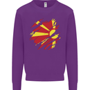 Torn Macedonia Flag Macedonian Day Football Kids Sweatshirt Jumper Purple