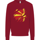 Torn Macedonia Flag Macedonian Day Football Kids Sweatshirt Jumper Red