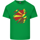 Torn Macedonia Flag Macedonian Day Football Kids T-Shirt Childrens Irish Green
