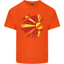 Torn Macedonia Flag Macedonian Day Football Kids T-Shirt Childrens Orange