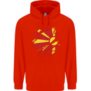 Torn Macedonia Flag Macedonian Day Football Mens 80% Cotton Hoodie Bright Red