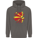 Torn Macedonia Flag Macedonian Day Football Mens 80% Cotton Hoodie Charcoal