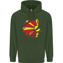 Torn Macedonia Flag Macedonian Day Football Mens 80% Cotton Hoodie Forest Green