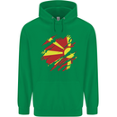 Torn Macedonia Flag Macedonian Day Football Mens 80% Cotton Hoodie Irish Green