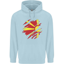 Torn Macedonia Flag Macedonian Day Football Mens 80% Cotton Hoodie Light Blue