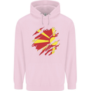 Torn Macedonia Flag Macedonian Day Football Mens 80% Cotton Hoodie Light Pink