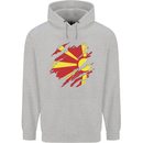 Torn Macedonia Flag Macedonian Day Football Mens 80% Cotton Hoodie Sports Grey