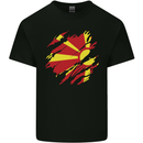Torn Macedonia Flag Macedonian Day Football Mens Cotton T-Shirt Tee Top Black