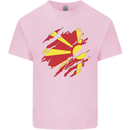 Torn Macedonia Flag Macedonian Day Football Mens Cotton T-Shirt Tee Top Light Pink