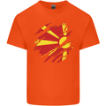 Torn Macedonia Flag Macedonian Day Football Mens Cotton T-Shirt Tee Top Orange