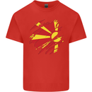 Torn Macedonia Flag Macedonian Day Football Mens Cotton T-Shirt Tee Top Red