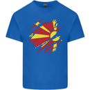 Torn Macedonia Flag Macedonian Day Football Mens Cotton T-Shirt Tee Top Royal Blue
