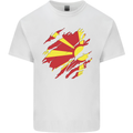 Torn Macedonia Flag Macedonian Day Football Mens Cotton T-Shirt Tee Top White
